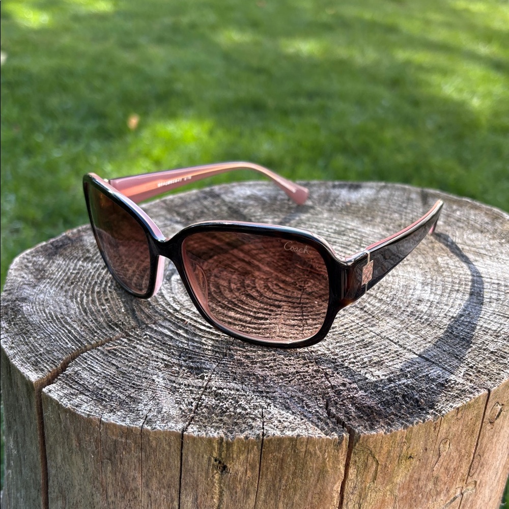 Coach Sunglasses with Brown Lenses and Pink Accents